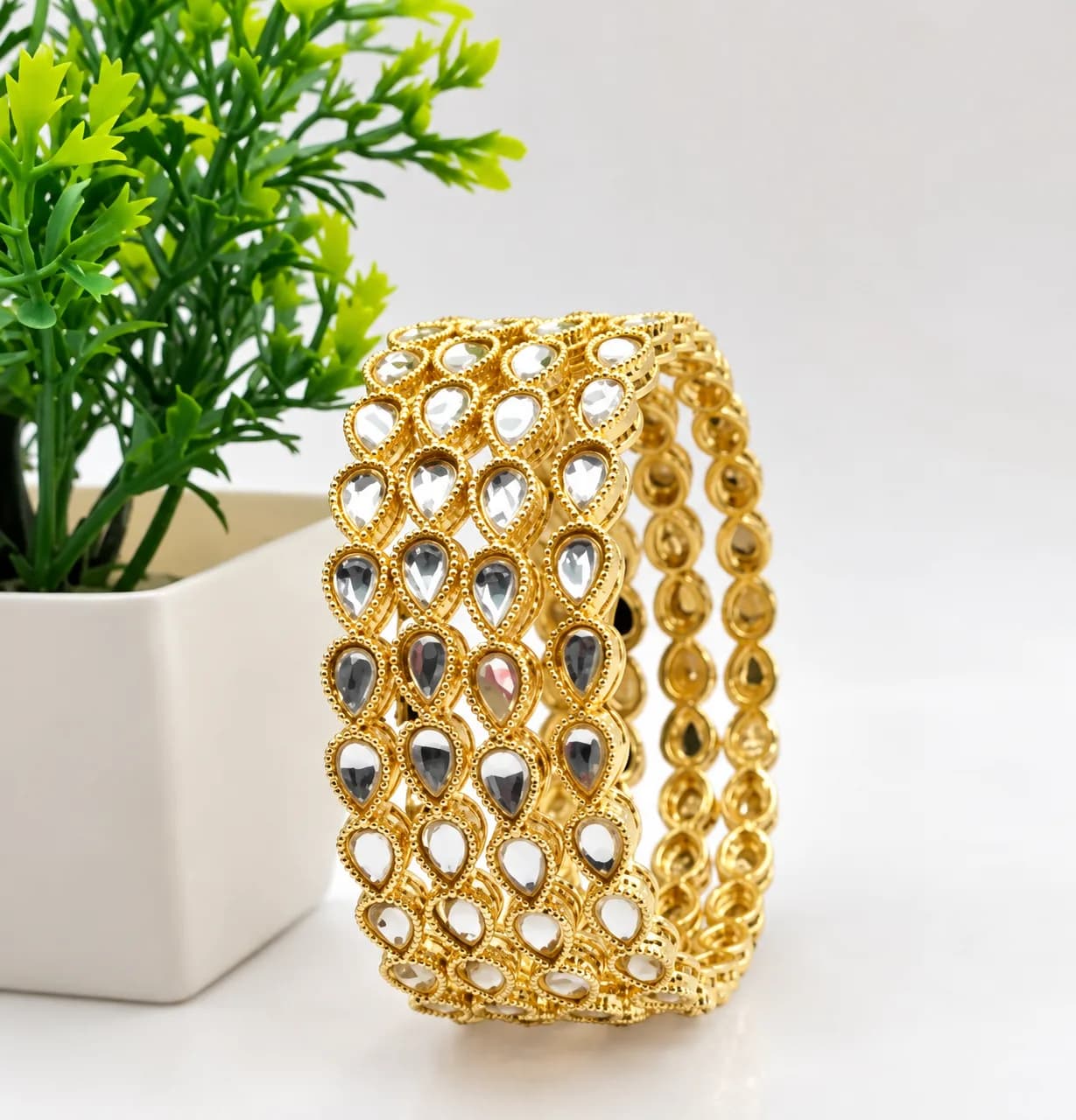 Gold Kundan Bangles